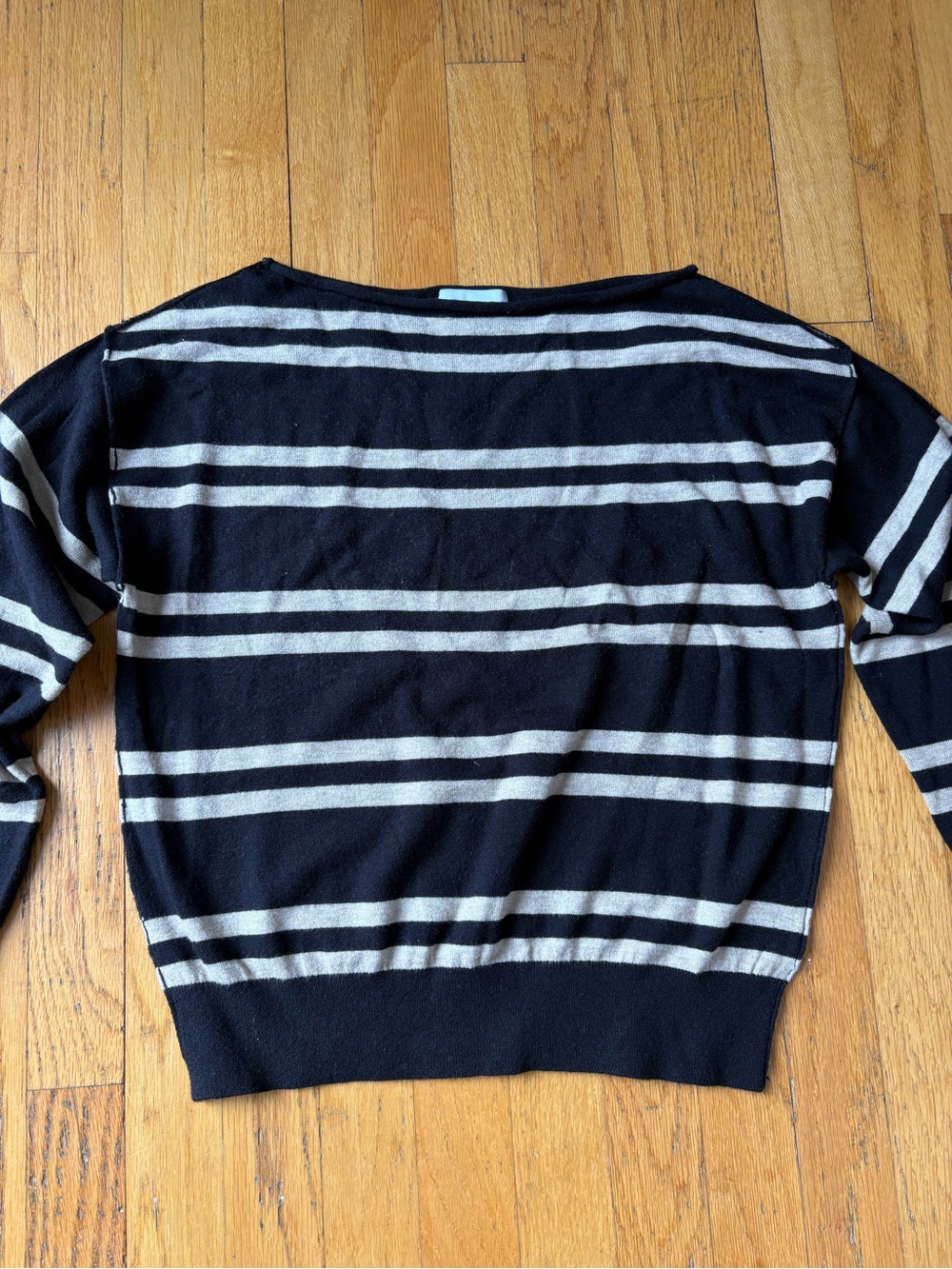 Evereve Black and White Striped Boatneck Sweater